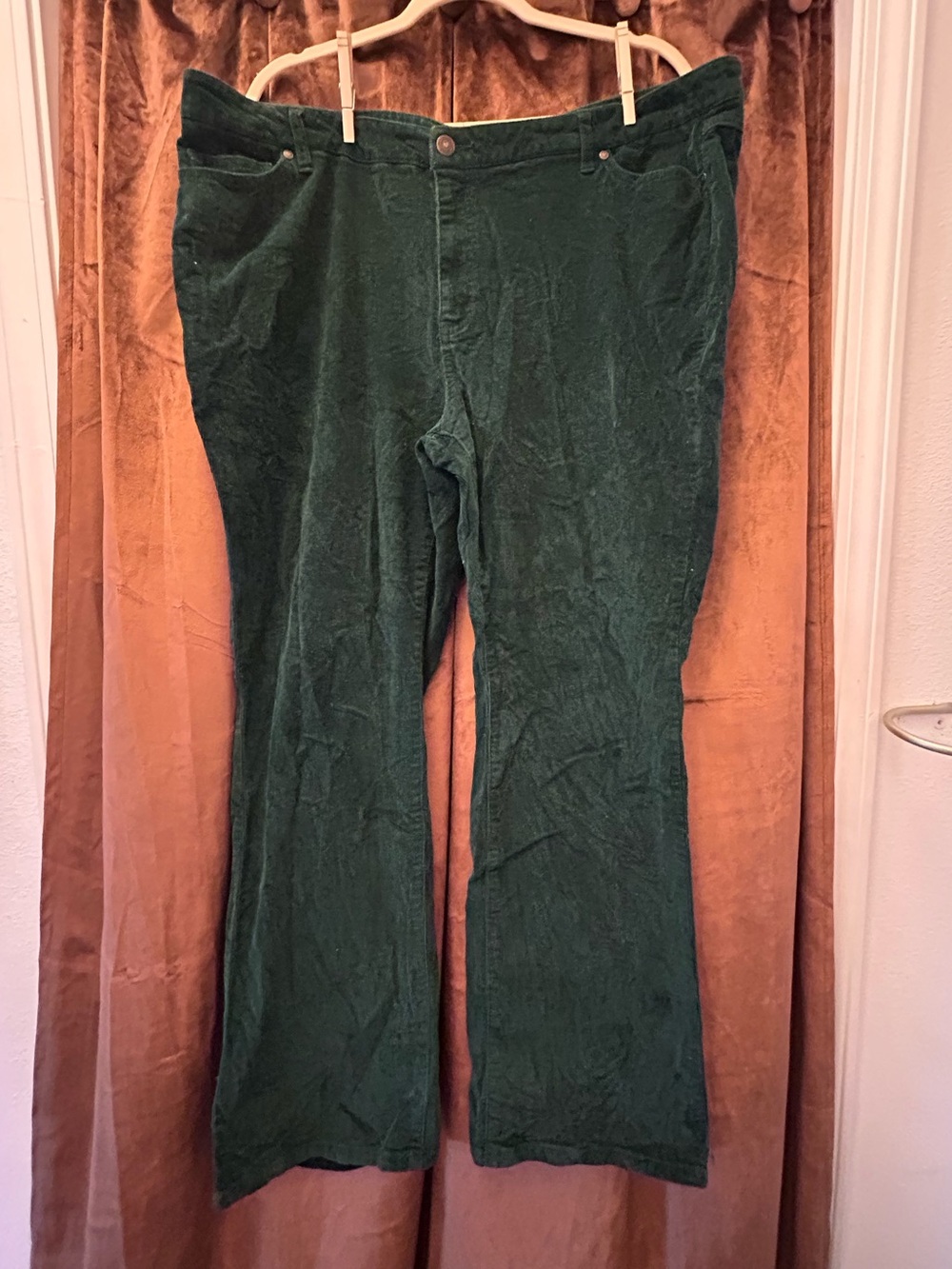 Denim 24/7 Plus Size Dark Green Corduroy Wide Leg Jeans